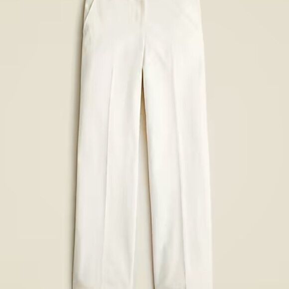 J. Crew Full-length wide-leg trouser in cotton blend Ivory NWT size 2 - Picture 3 of 10